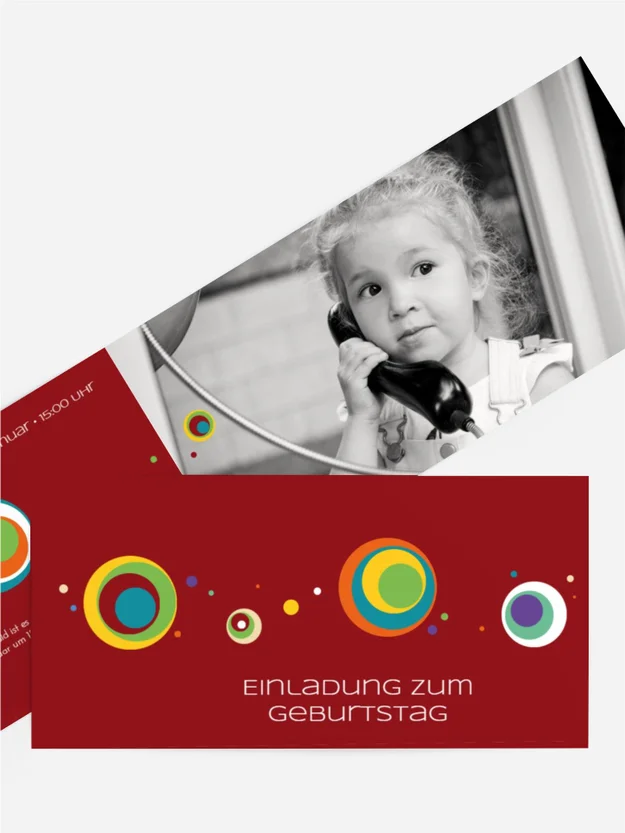 Kindergeburtstag Einladungskarte Retro Foto