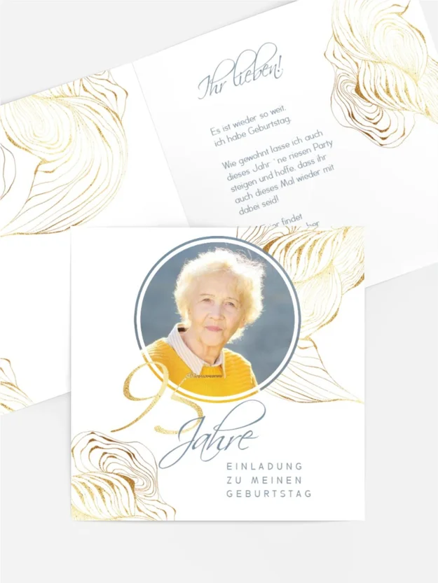 Geburtstagseinladung helle Blattstruktur