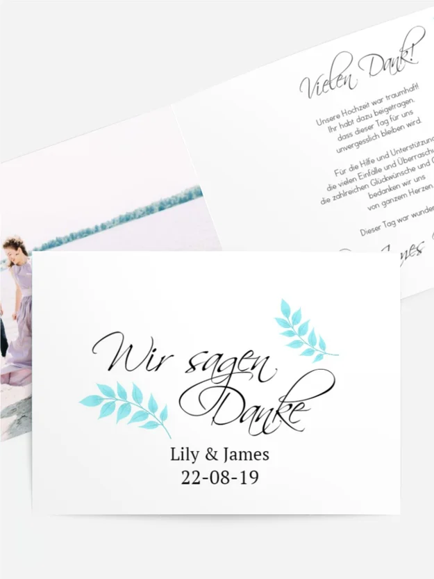 Dankeskarte Hochzeit "Blattbogen"