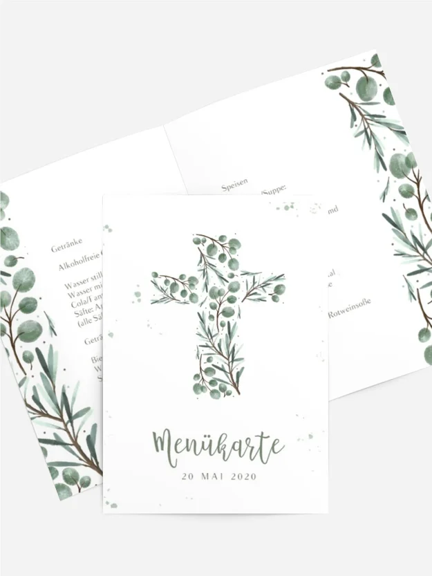 Menükarte Konfirmation Rosmarin