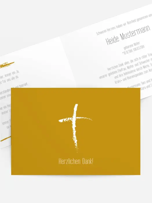 Trauerdanksagung Kreidekreuz quer