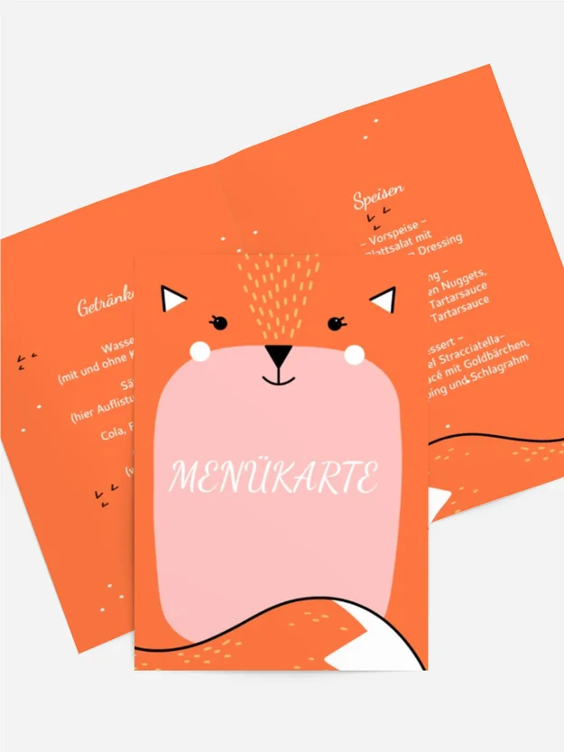 Menükarte Geburtstag Fuchs Bauch