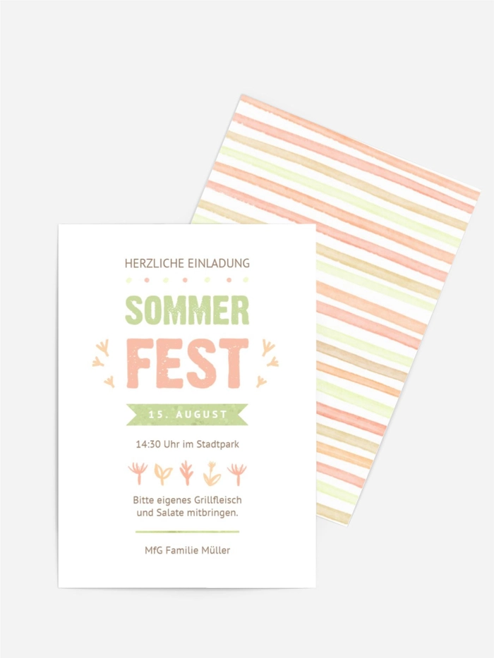 Einladung Sommerfest Aquarellstreifen