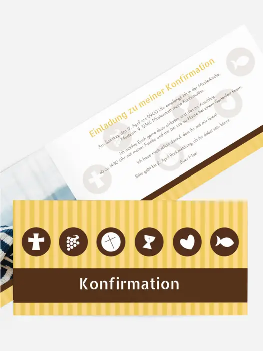 Konfirmation Einladung stripes buttons