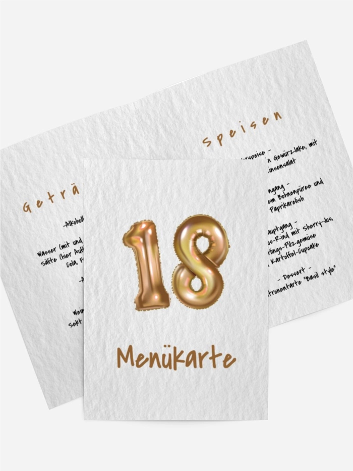 Menükarte Geburtstag Glänzender Ball