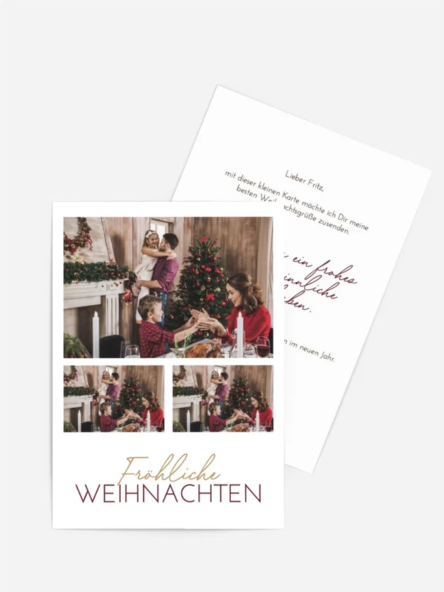 Grußkarte Weihnachten Abend am Kamin