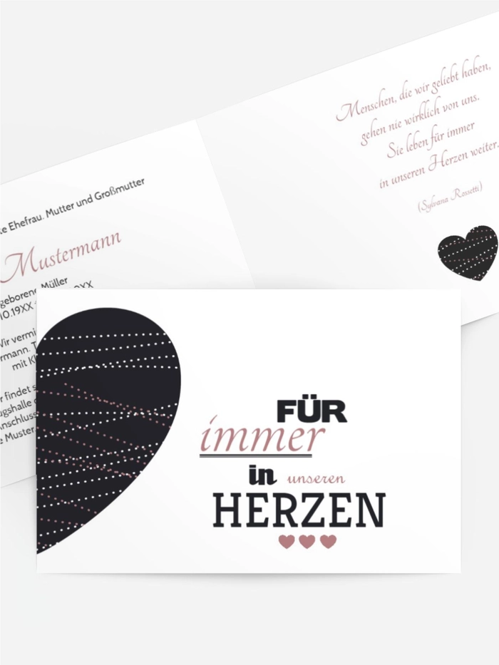 Trauerkarte Herz quer