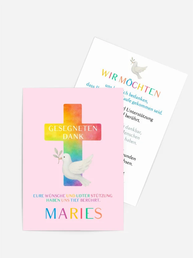 Dankeskarte Taufe Farbige Kreuze