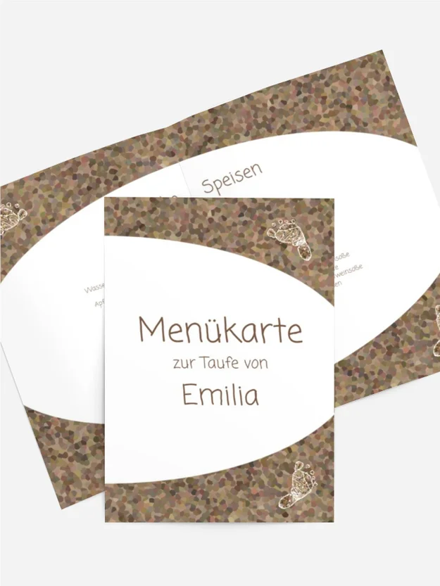 Taufe Menükarte Erste Schritte