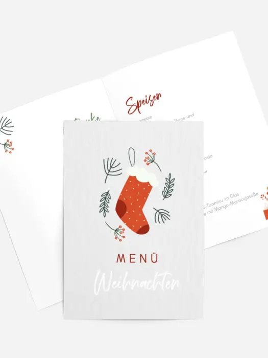 Menükarte Weihnachten Rote Socke