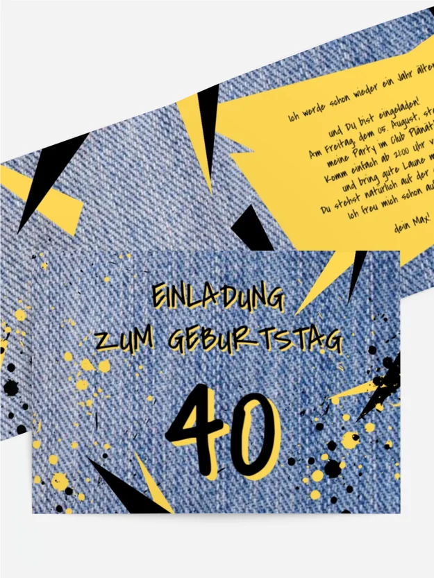 Einladung zum Geburtstag Jeans Style 40