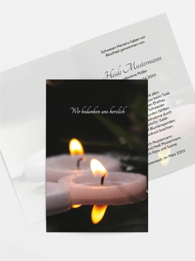 Trauerdanksagung Schwimmkerze hoch Trauerdanksagung Schwimmkerze hoch