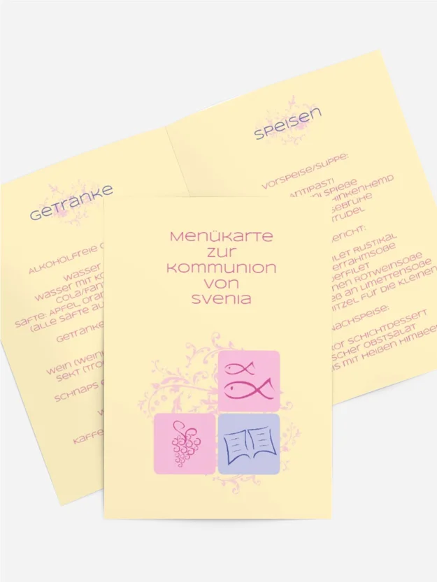 Menükarte Kommunion Fisch Menükarte Kommunion Fisch