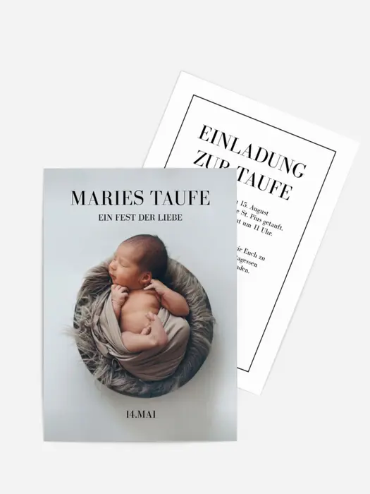 Einladungskarte Taufe Geschenk im Korb