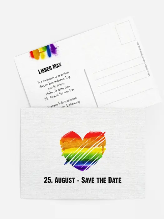 Save the Date Karte zur Hochzeit Regenbogenliebe