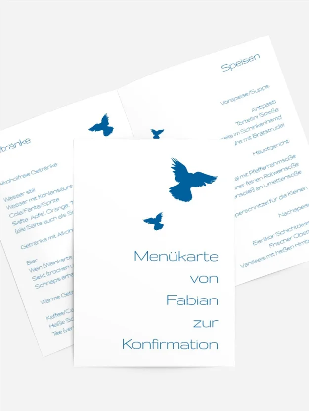 Konfirmation Menükarte Taube Konfirmation Menükarte Taube