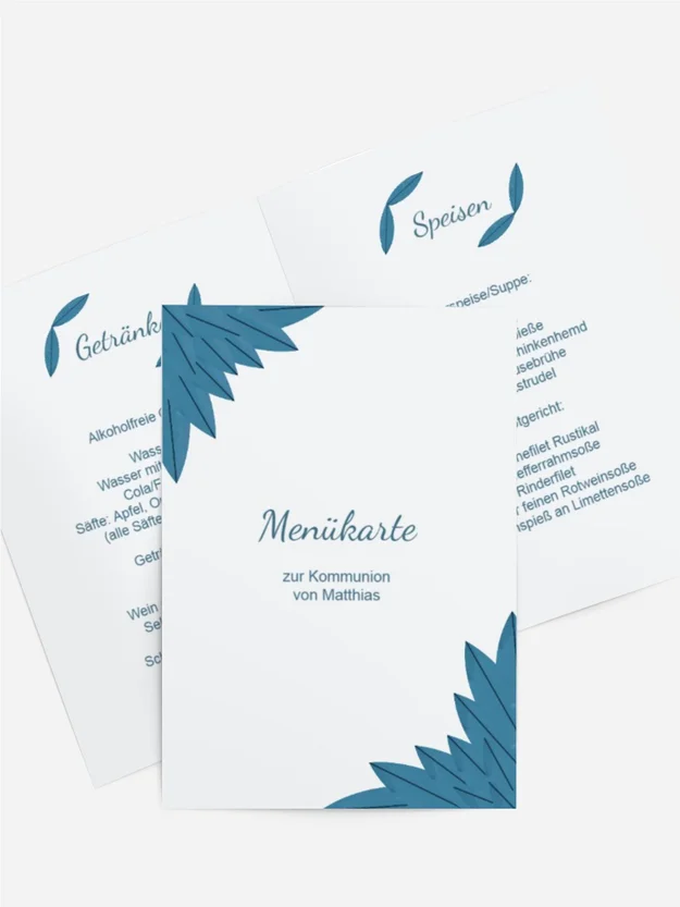 Menükarte Kommunion Tiefe Verbundenheit Menükarte Kommunion Tiefe Verbundenheit