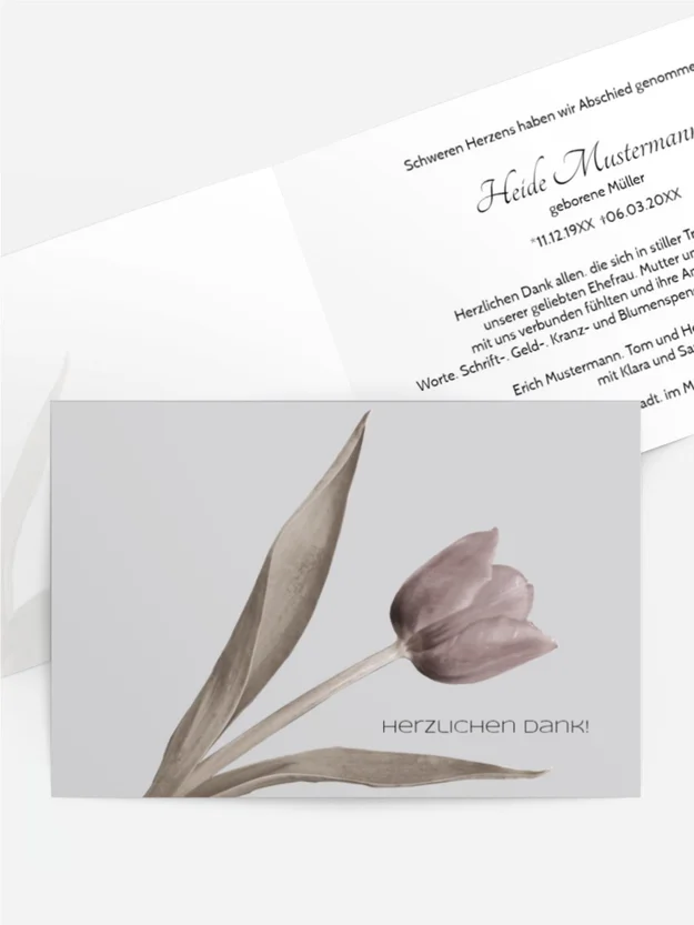 Trauerdanksagung Tulpe quer