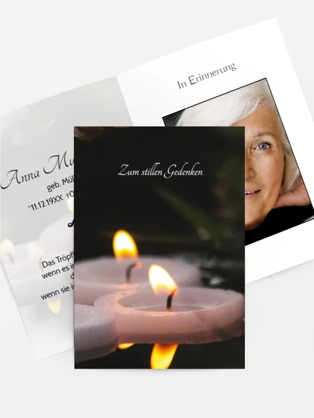 Sterbebildkarte Schwimmkerze Sterbebildkarte Schwimmkerze