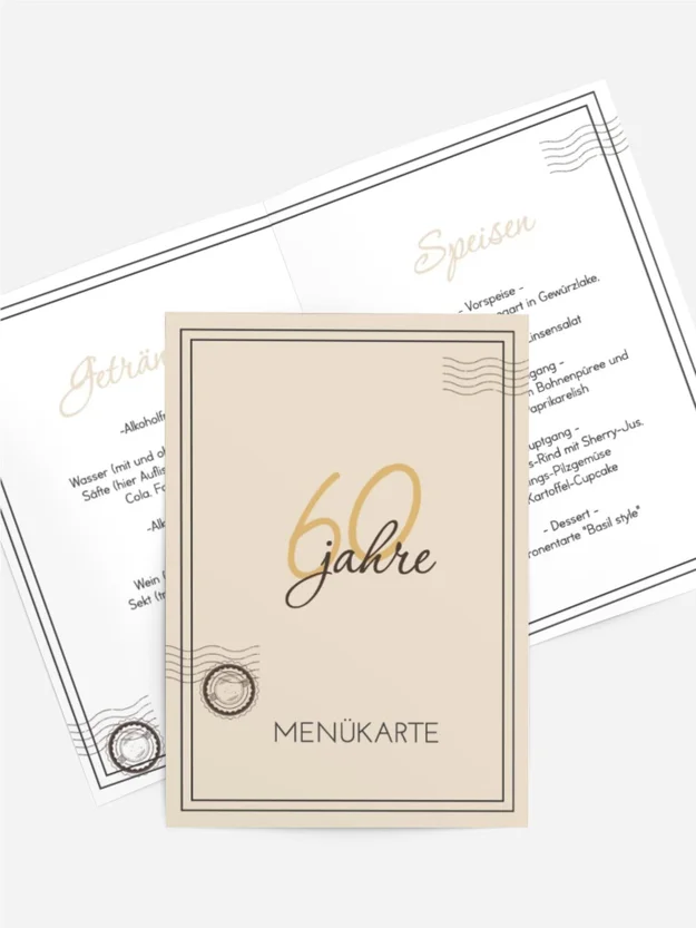Menükarte Geburtstag Einschreibebrief