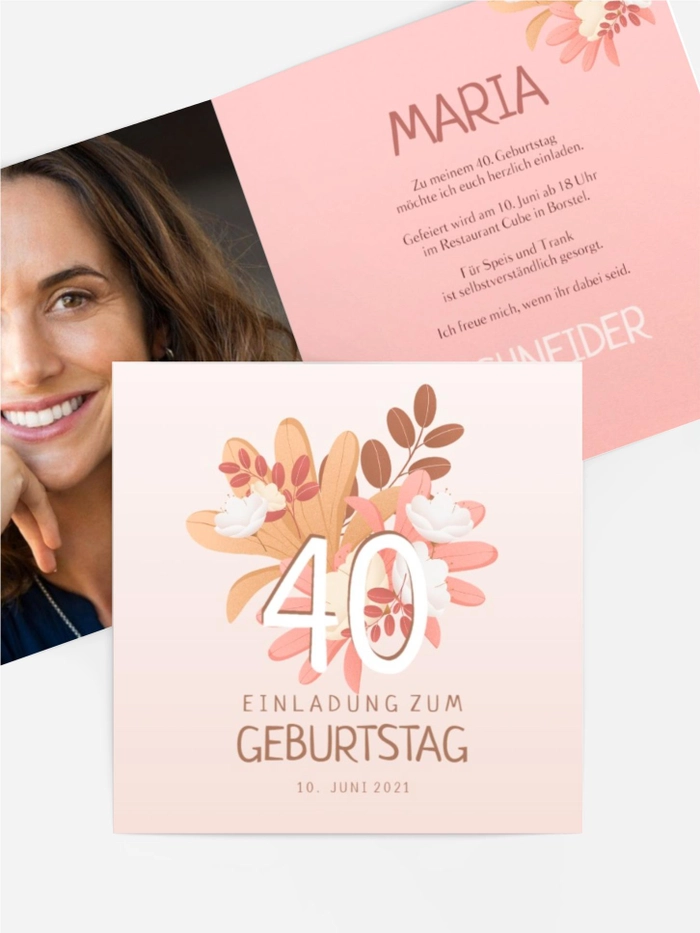 Geburtstagseinladung Karamellblumen