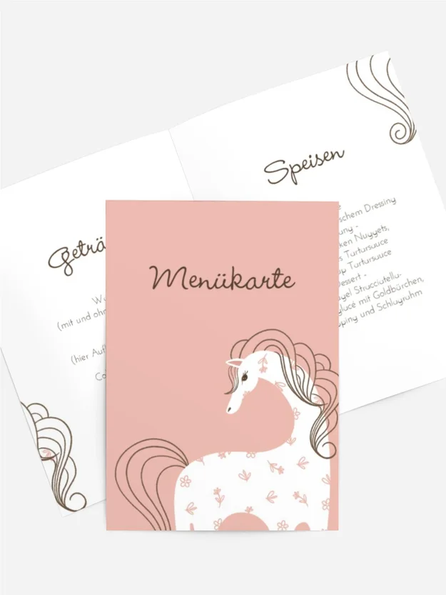 Menükarte Geburtstag Entzückendes Pferd Menükarte Geburtstag Entzückendes Pferd