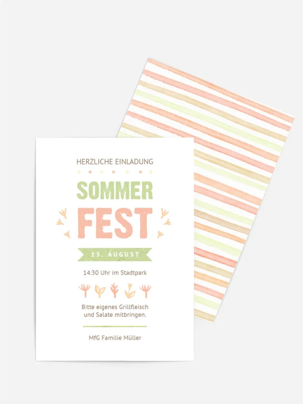 Einladung Sommerfest Aquarellstreifen Einladung Sommerfest Aquarellstreifen