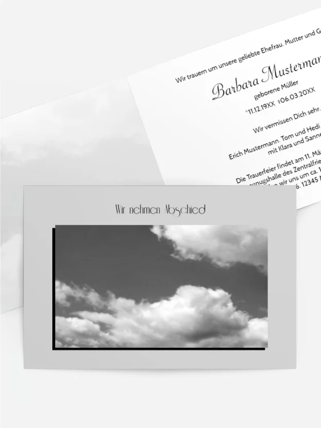 Trauerkarte Wolkenhimmel 2 quer