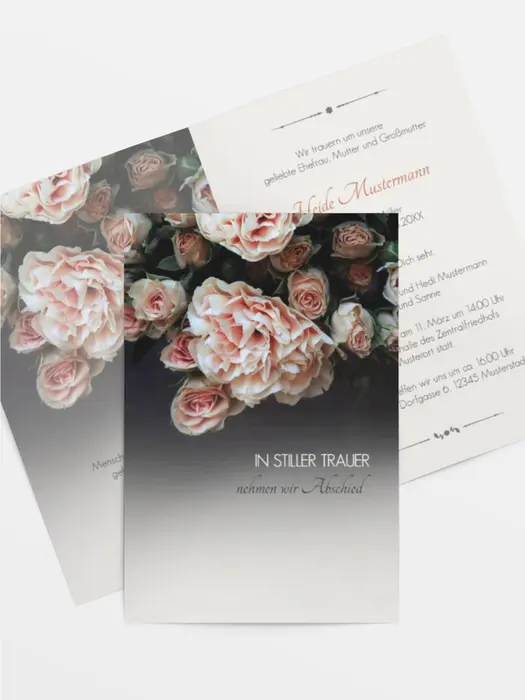 Trauerkarte Trauer Rosen hoch