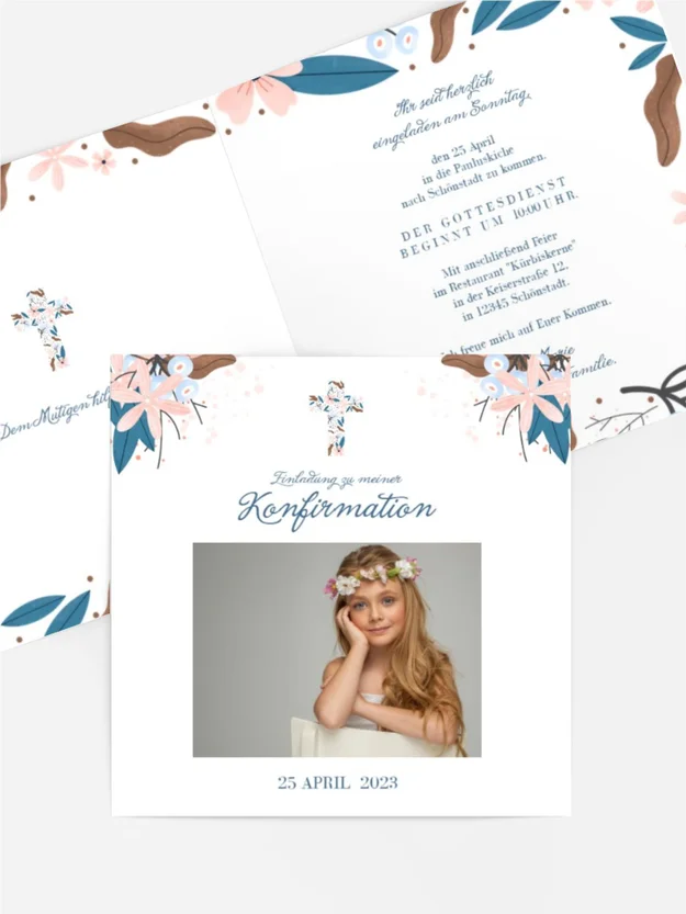 Einladungskarte Konfirmation Kreuzblüte