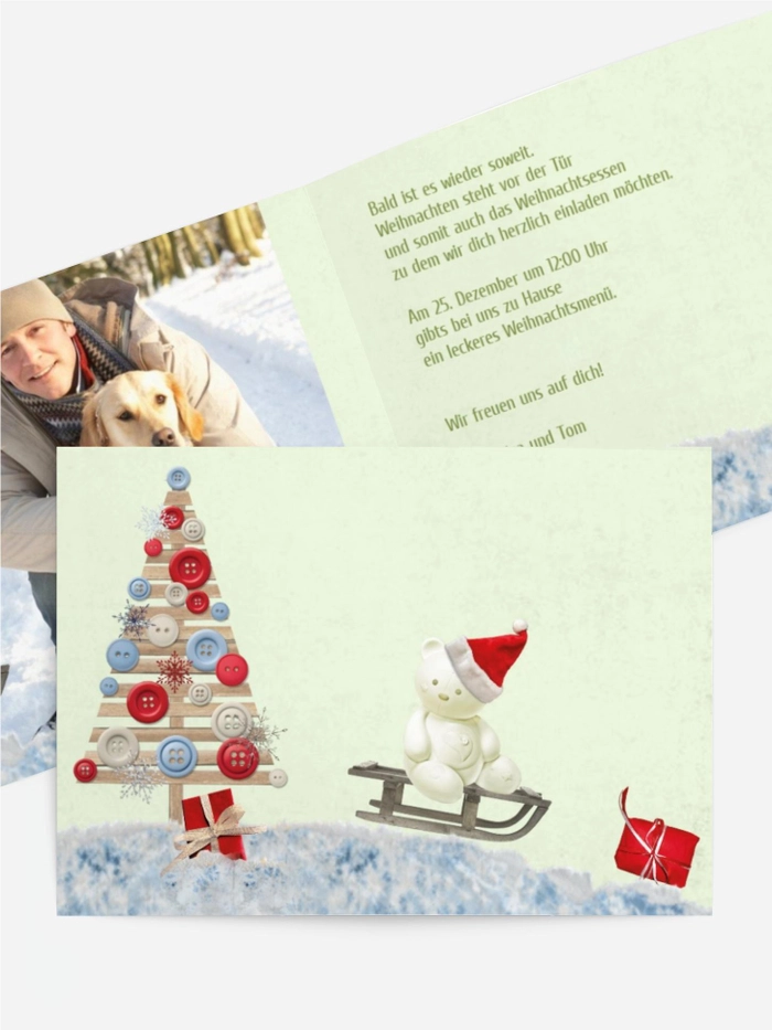 Weihnachtseinladung Privat Schlittenfahrt