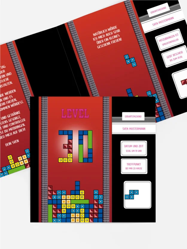 Einladung zum Geburtstag 8bit Game 30