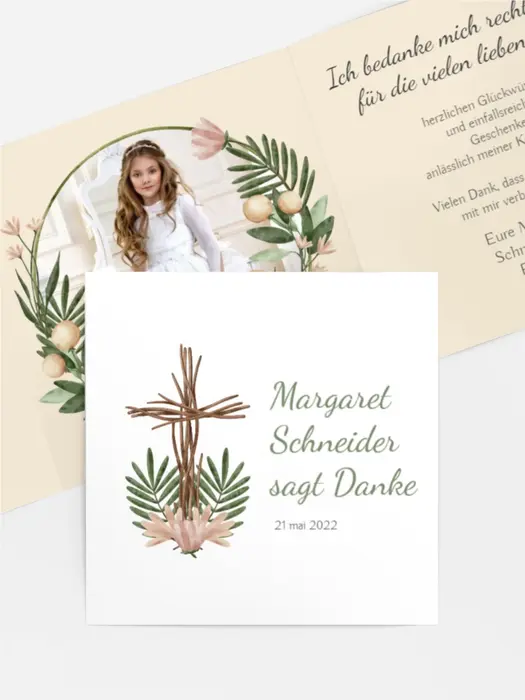 Dankeskarte Kommunion Blumen meiner Seele