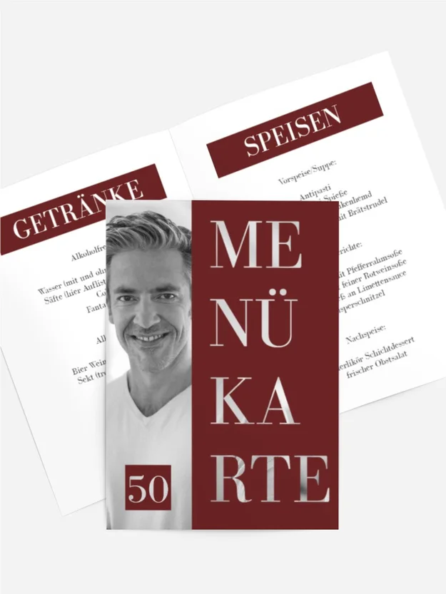 Menükarte Geburtstag Block Party