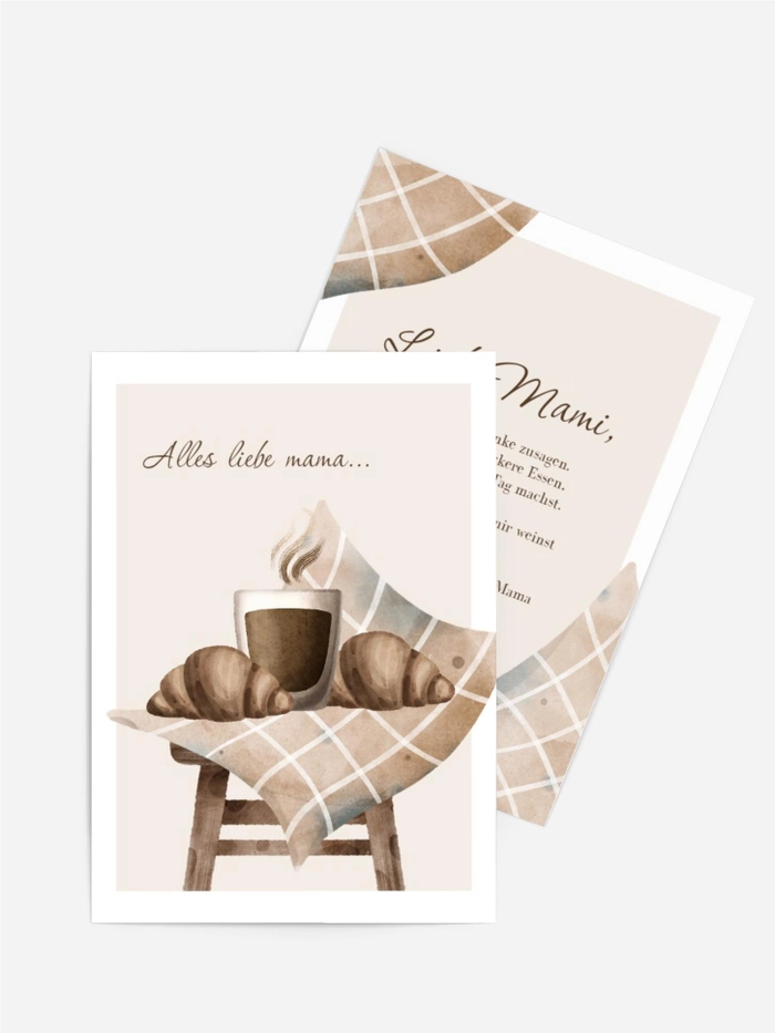 Grußkarte zum Muttertag Frühstück für Mama Grußkarte zum Muttertag Frühstück für Mama