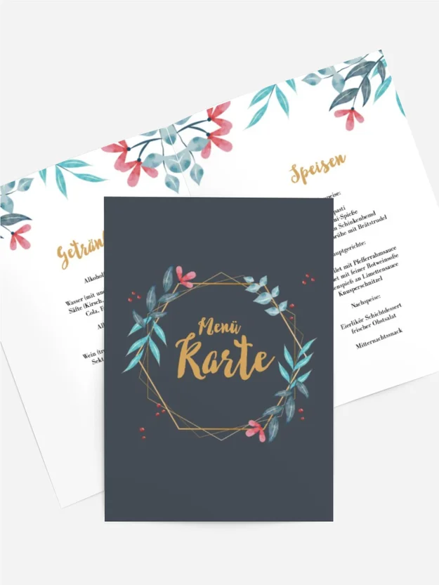 Menükarte Taufe Blumenschleifen