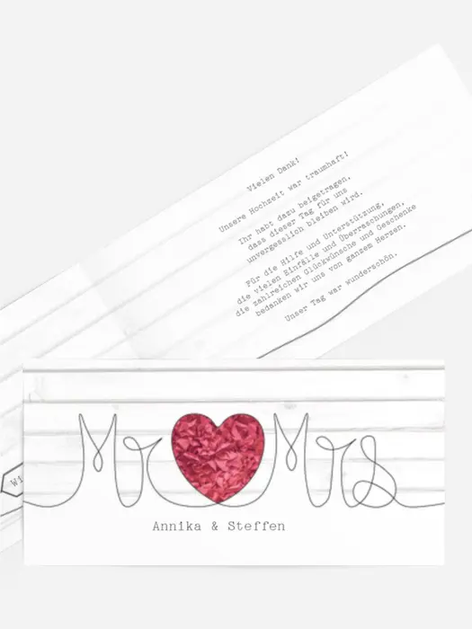 Dankeskarte Hochzeit "Mr&Mrs" Dankeskarte Hochzeit "Mr&Mrs"