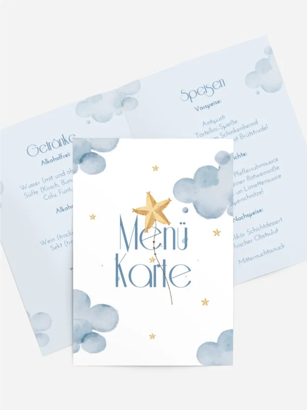 Menükarte Taufe Flauschige Schafe