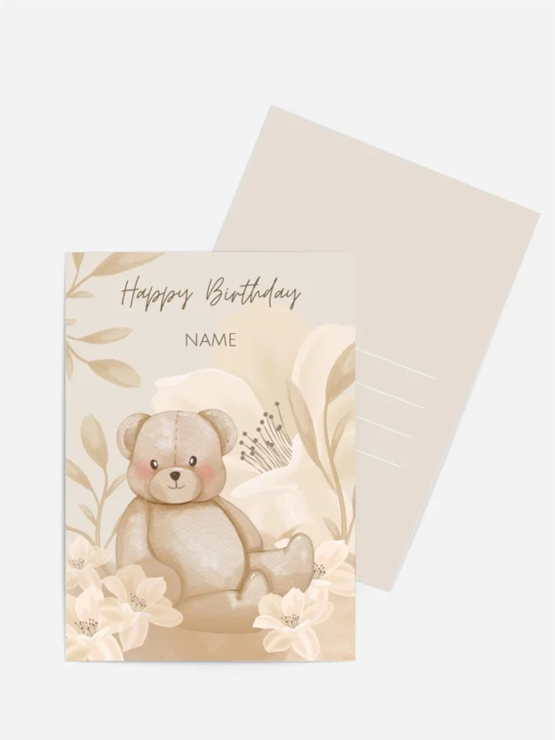 Geburtstagskarte Bär floral | Name personalisierbar