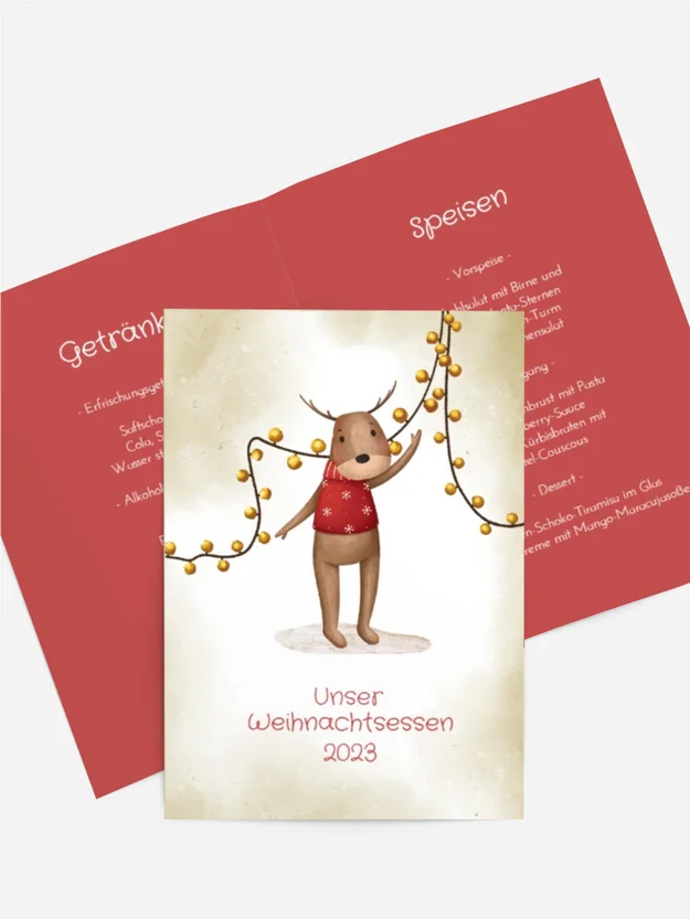 Menükarte Weihnachten Rentier Weihnachten