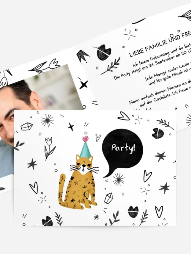Geburtstagseinladung Einladung von der Katze Geburtstagseinladung Einladung von der Katze