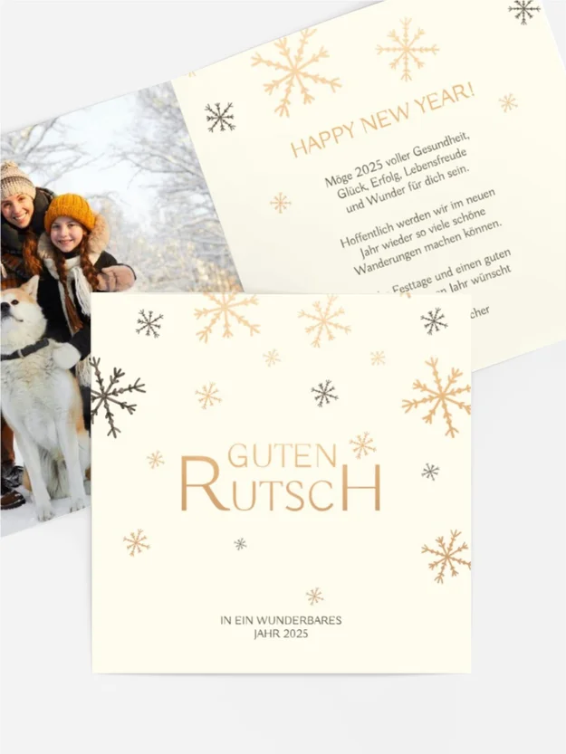 Neujahrskarte  Goldener Schneefall