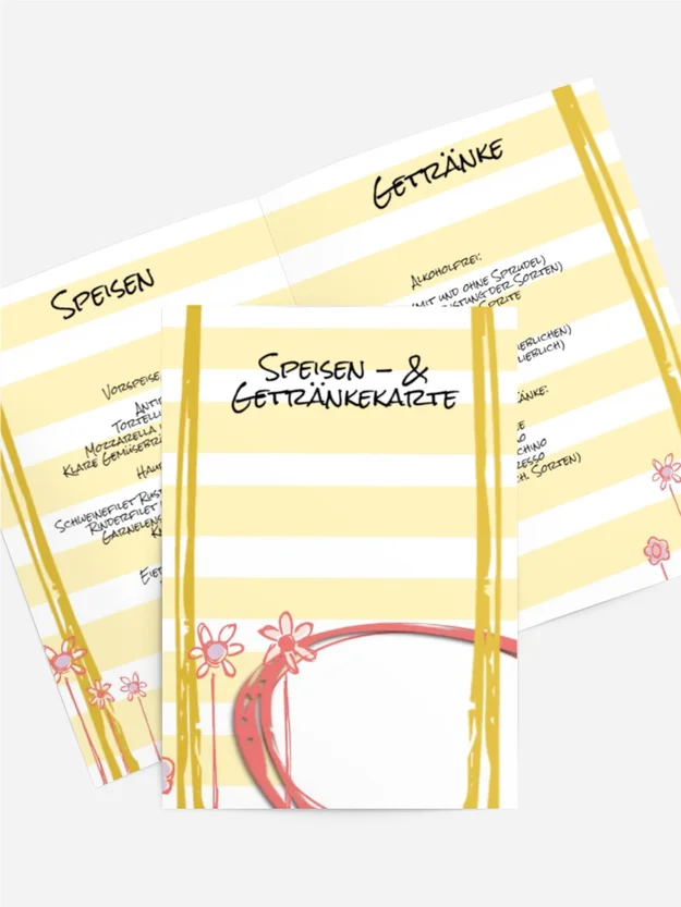 Menükarte Taufe Flowers and Stripes