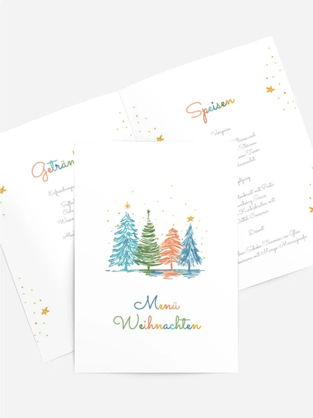 Menükarte Weihnachten Bunte Zweige