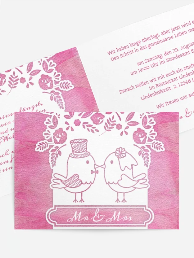 Hochzeitseinladung Vogelpaar