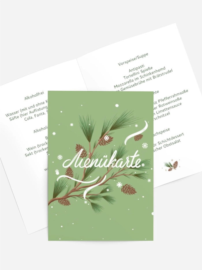 Menükarte Weihnachten Weihnachtsbaum Zweig Menükarte Weihnachten Weihnachtsbaum Zweig