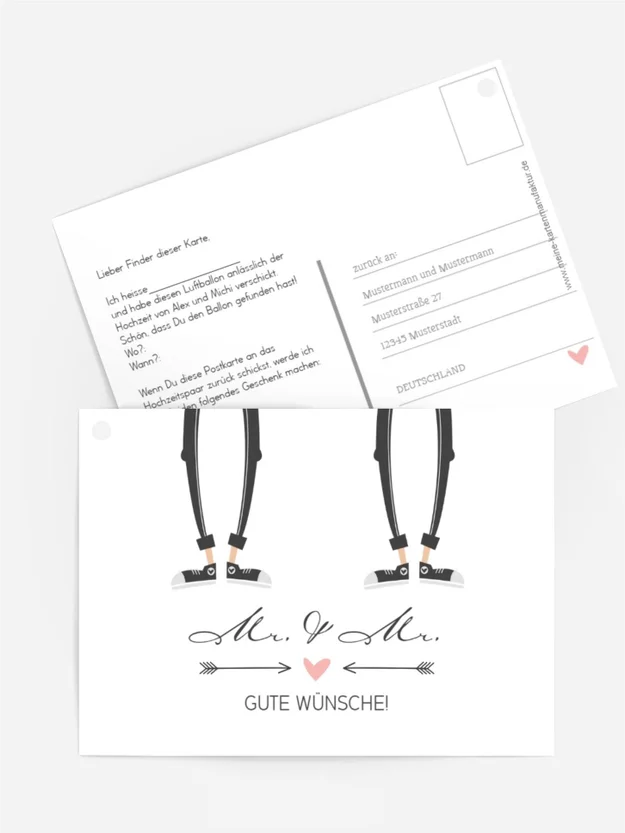 Ballonkarte zur Hochzeit Pärchen - Männer Ballonkarte zur Hochzeit Pärchen - Männer