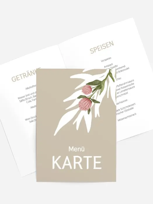 Menükarte Taufe Neugeborener Vogel