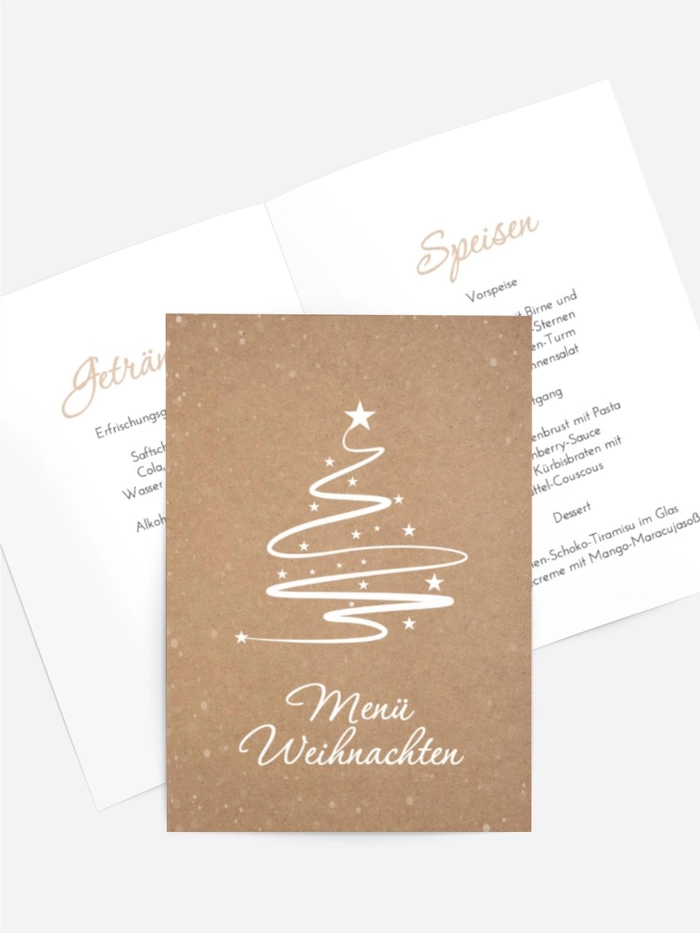 Menükarte Weihnachten Weihnachtsbaum funkeln Menükarte Weihnachten Weihnachtsbaum funkeln