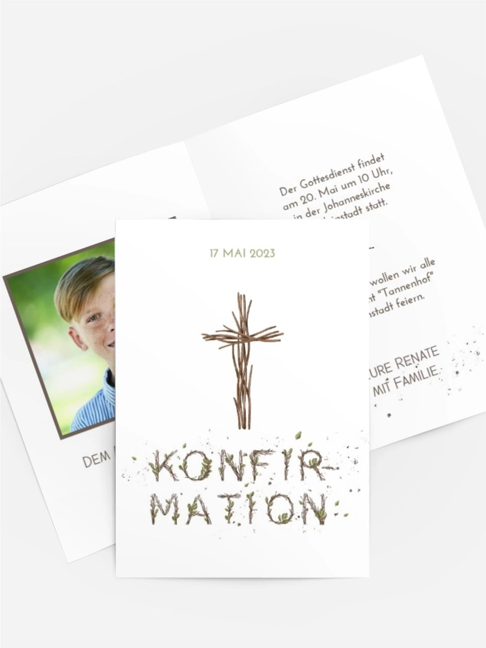 Einladungskarte Konfirmation  Zweigentext